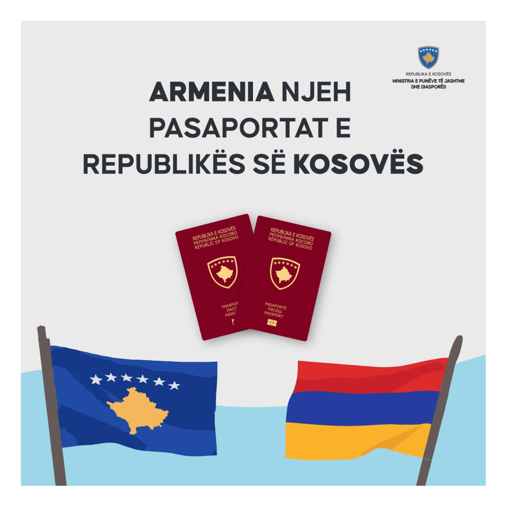 Hap i rëndësishëm, Armenia njeh pasaportat e&nbsp;Kosovës