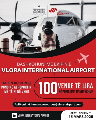 Balluku: Aeroporti i Vlorës hap dyert për profesionistët e aviacionit, 100 vende të lira&nbsp;pune